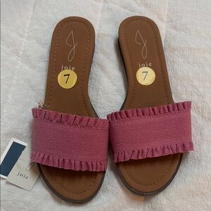 Joie Pink Ruffle Slide Sandals